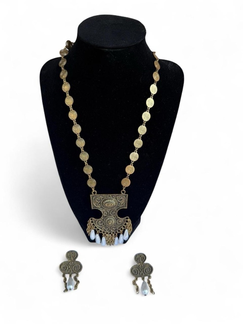Vintage Castlecliff Statement Necklace Set Egyptian Revival